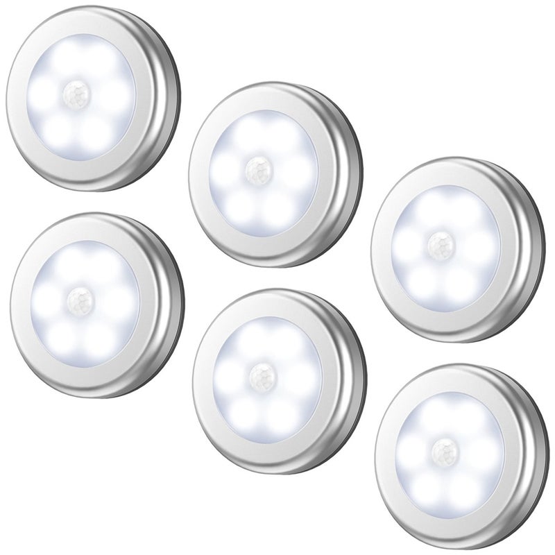AMIR Upgraded 3.15â€ Motion Sensor Light, Cordless Battery-Powered LED Night Light, Stick-Anywhere Closet Lights Stair Lights, Safe Lights for Hallway, Bathroom, Bedroom, Kitchen (White - Pack of 6) - Image 1